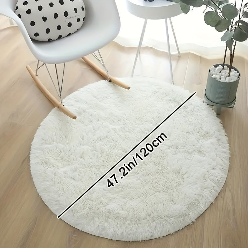 Super Zachte Witte Ronde Pluchen Tapijt - Perfect voor Woonkamer, Slaapkamer, en Kinderkamer - Antislip, Fluffy en Machinaal Gemaakt