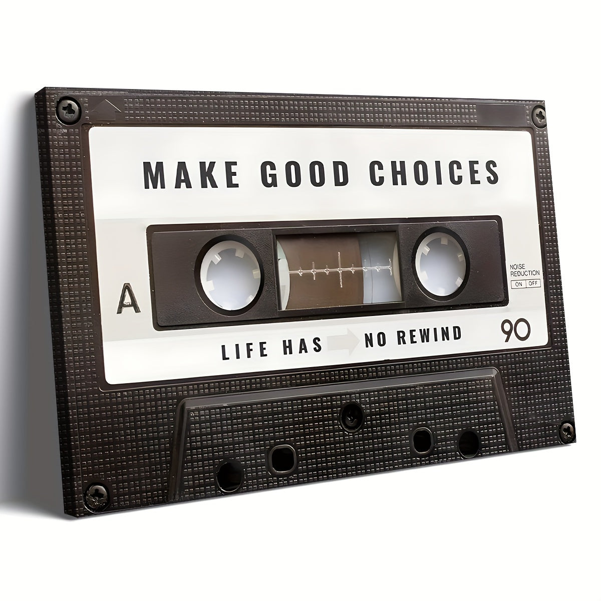 Extra Grote Retro Cassette Tape Canvas - Inspirerende Quote, Klaar om op te Hangen, Perfect voor Woonkamer & Kantoor