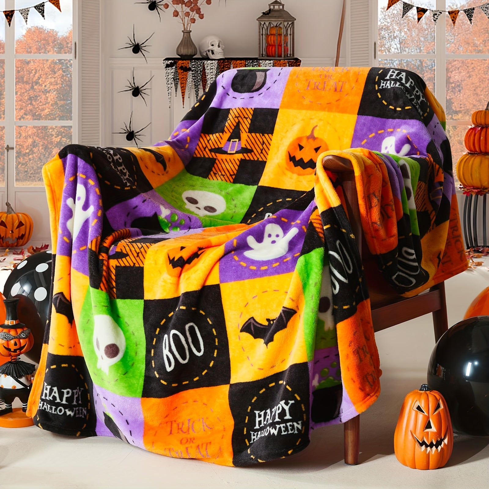 Halloween Fleece Plaid Deken - Zacht en Luxe Flanellen Deken voor Bank of Bed