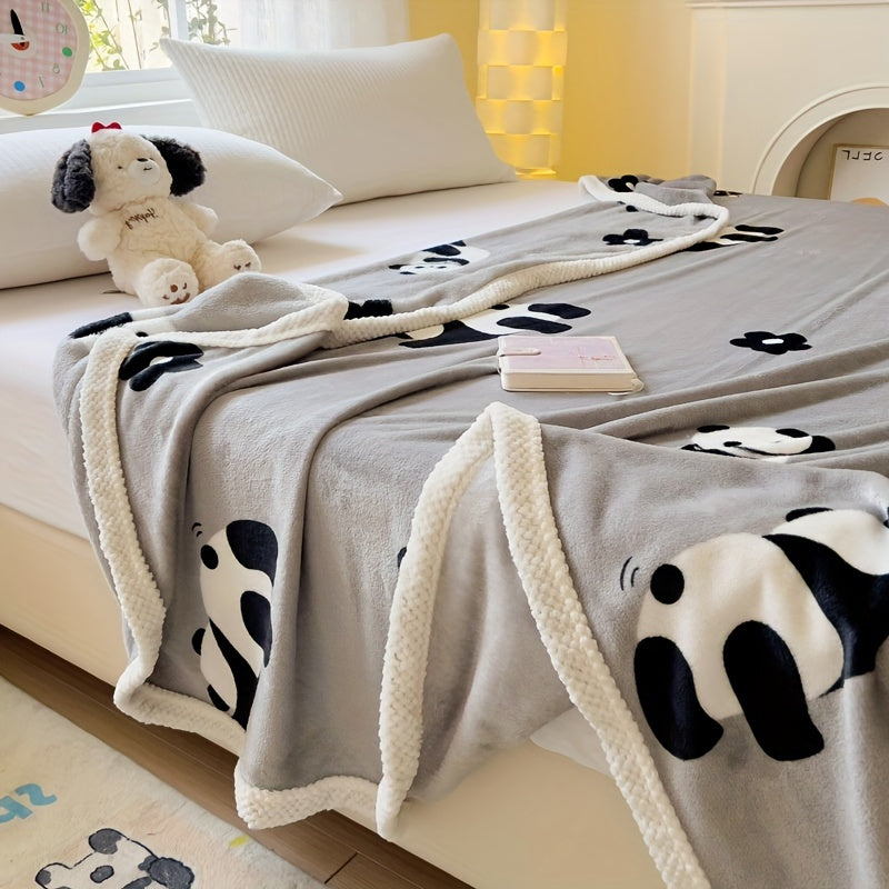 Panda Print Flanellen Fleece Deken - Zacht, Versterkt en All-Season - Traditionele Stijl, Machinewasbaar