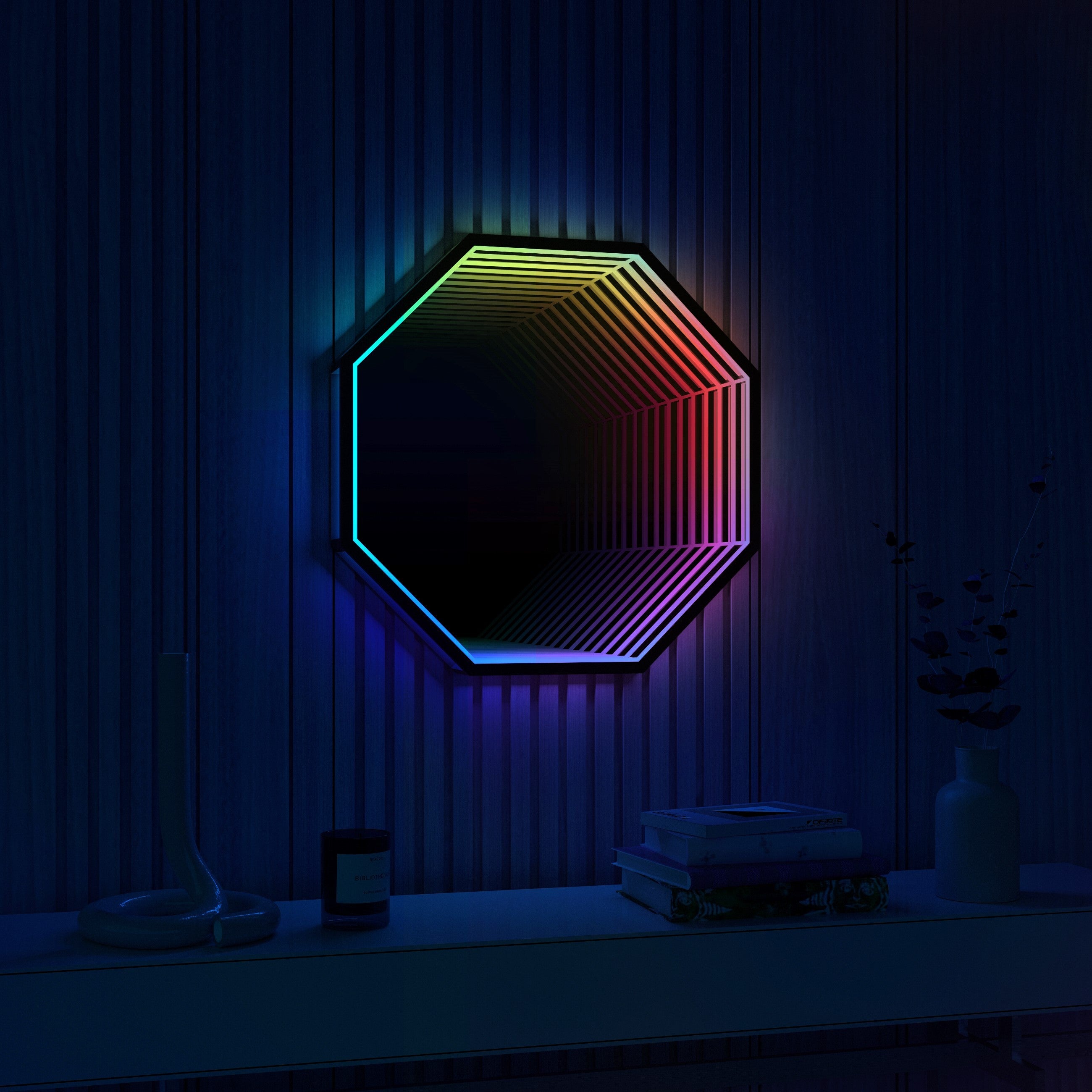 Octagon 3D Infinity Spiegel Wandlamp