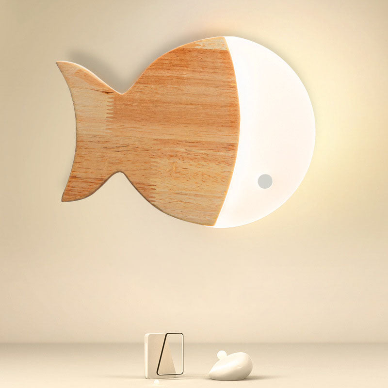 Nordic Creatieve Eenvoudige Houten Kunst Kleine Vis LED Lamp