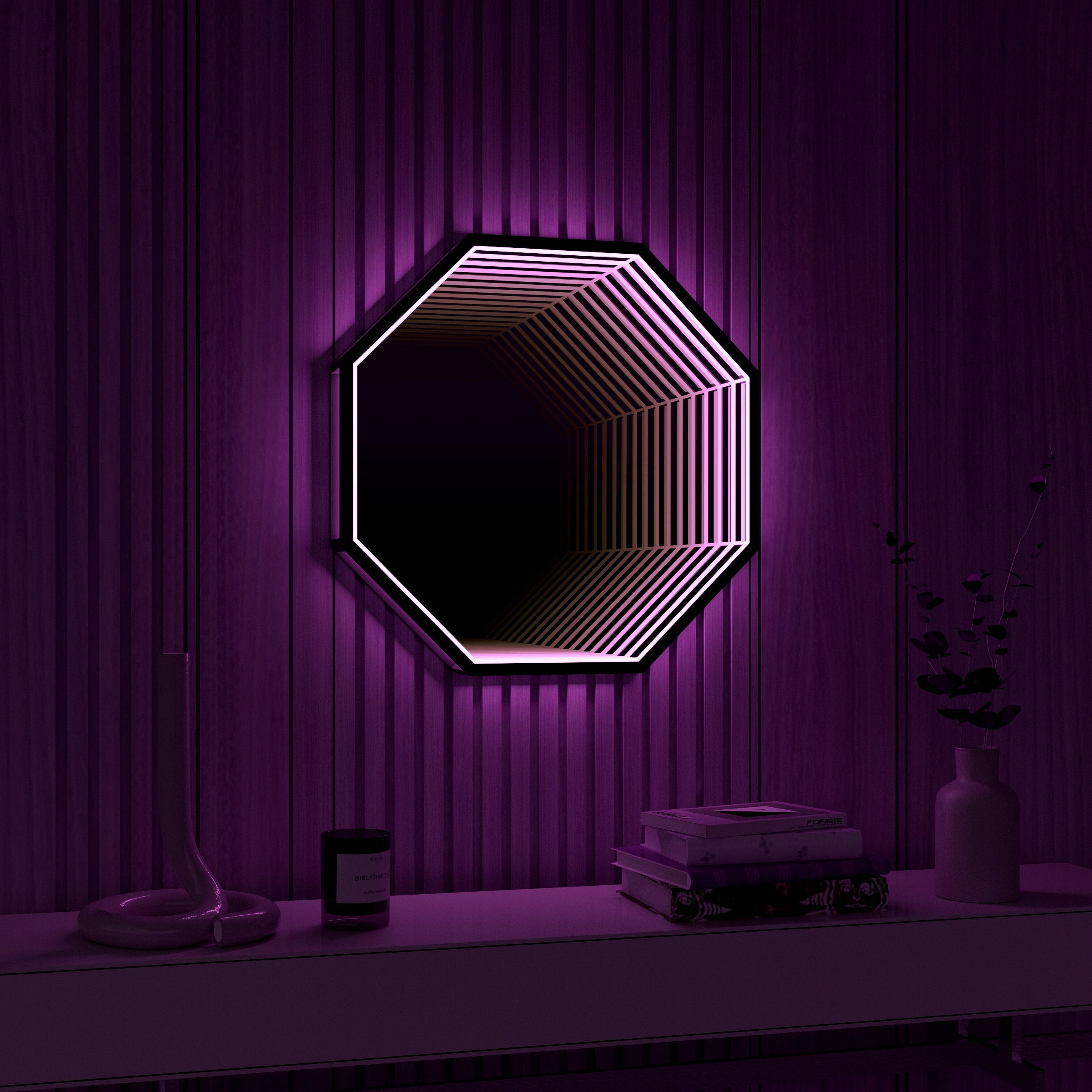 Octagon 3D Infinity Spiegel Wandlamp