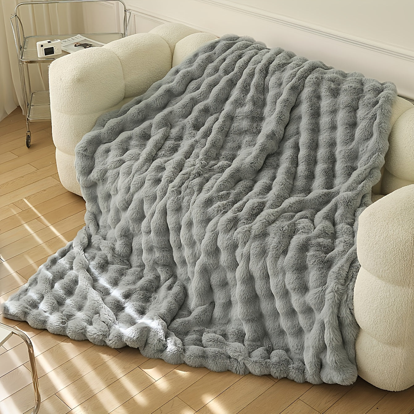 Thickened Faux Rabbit Fur Deken - Warme Pluche Deken voor Bed, Kantoor en Airconditioning - Geometrisch Patroon