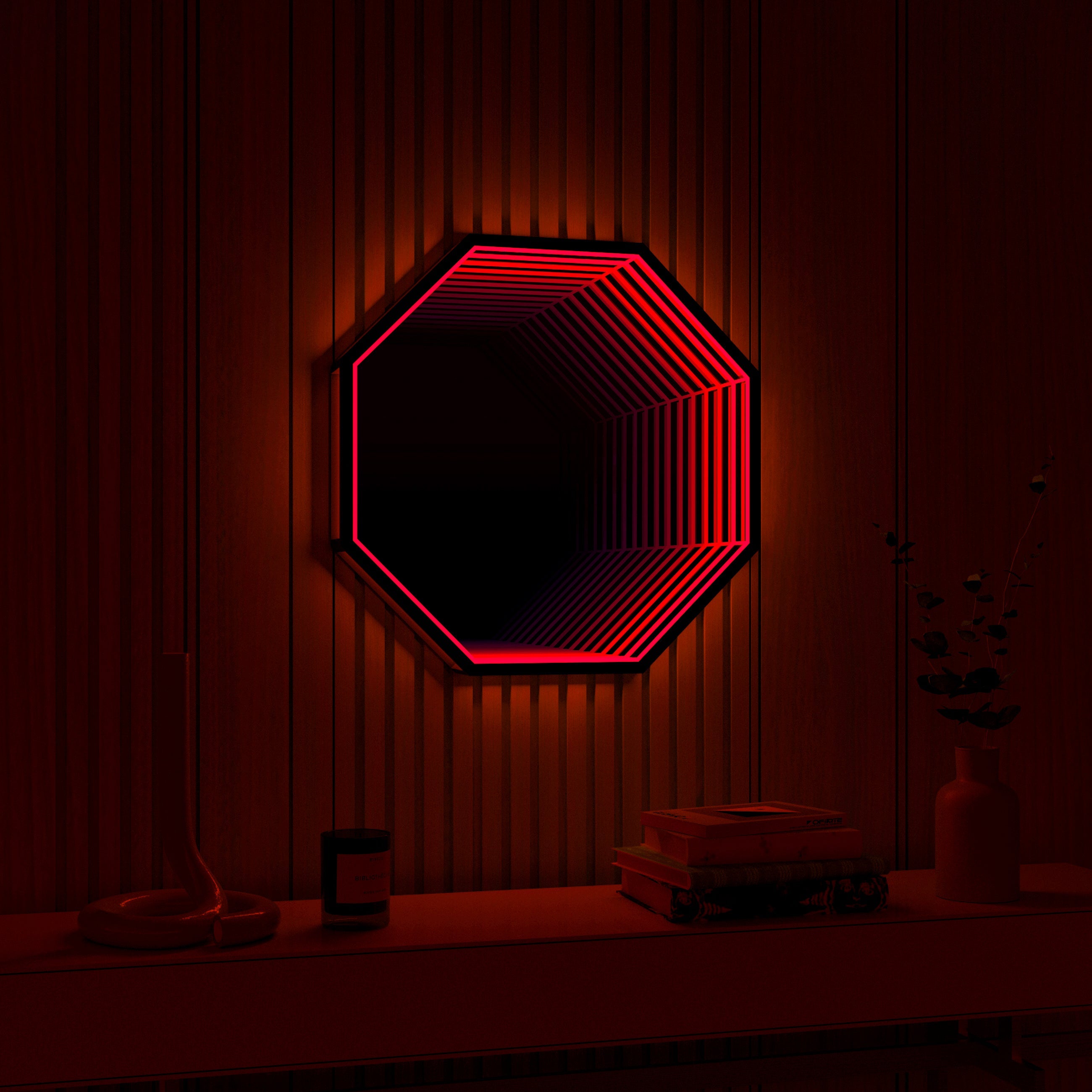 Octagon 3D Infinity Spiegel Wandlamp