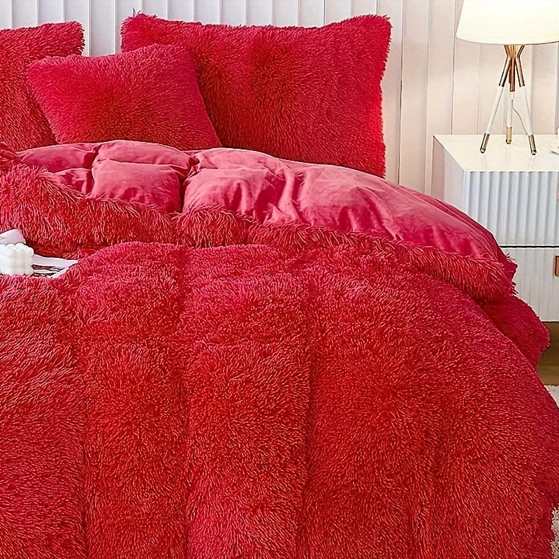 3-delige Zachte Pluche Dekbedovertrek Set - Warm en Comfortabel Beddengoed voor Slaapkamer, Logeerkamer, en Studentenkamer