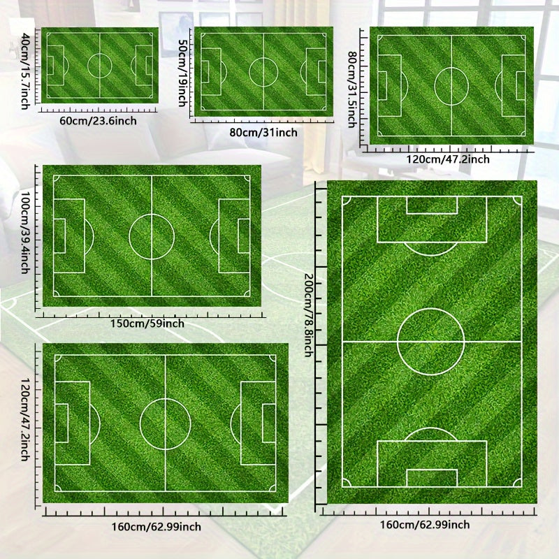 Voetbalveld Patroon Vloerkleed - Antislip Wasbare Lounge Mat Voor Woonkamer, Slaapkamer, Tuin of Gaming Kamer