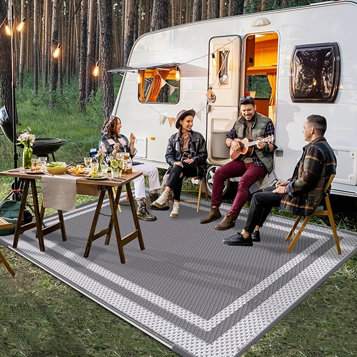 Waterbestendig Lichtgewicht Outdoor Vloerkleed met Draagtas – 100% Polypropyleen, Geschikt voor Camping, Tuin en Strand