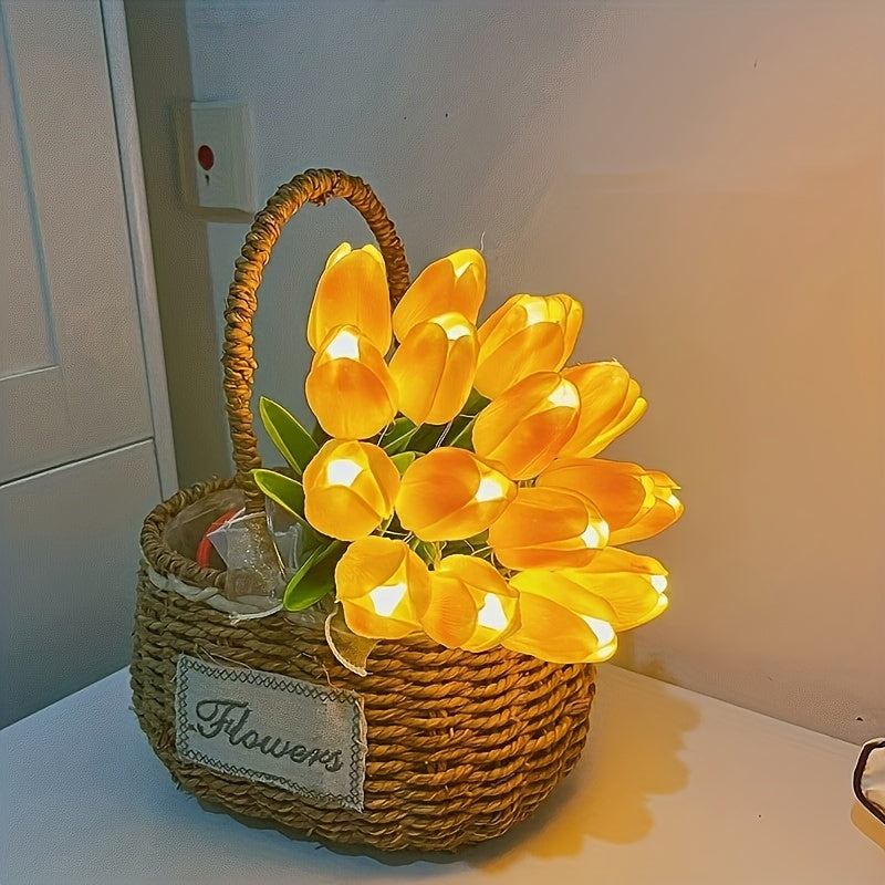 LumiBloom - 10 Stuks Tulp LED Lampen, Handgemaakte Boeket Tafellampen, Perfect