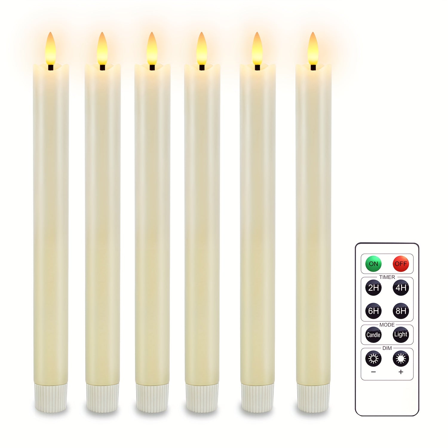 6x Echte Was Flameless Kegelkaarsen - Met Afstandsbediening, Ivoor Wit LED Kaarsen Voor Tafel- en Bruiloftdecoratie