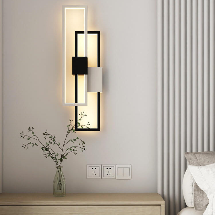 Minimalistische vierkante LED-wandlamp met ijzeren en siliconen frame