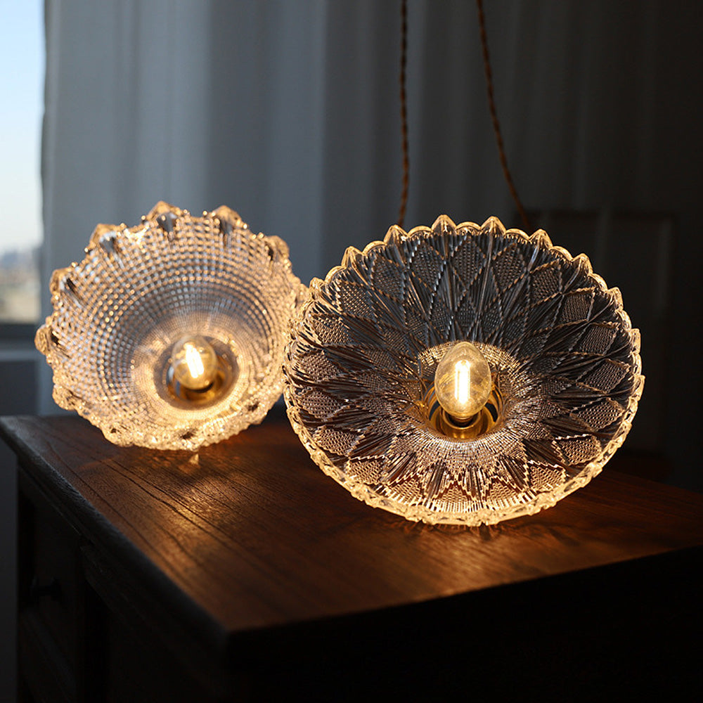 Mid-Century Vintage Glazen Schijf Hanglamp