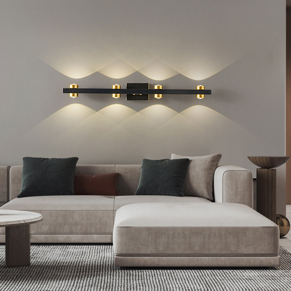 Freja - Moderne LED Wandlamp, Zwart/Goud, Badkamer, Metaal