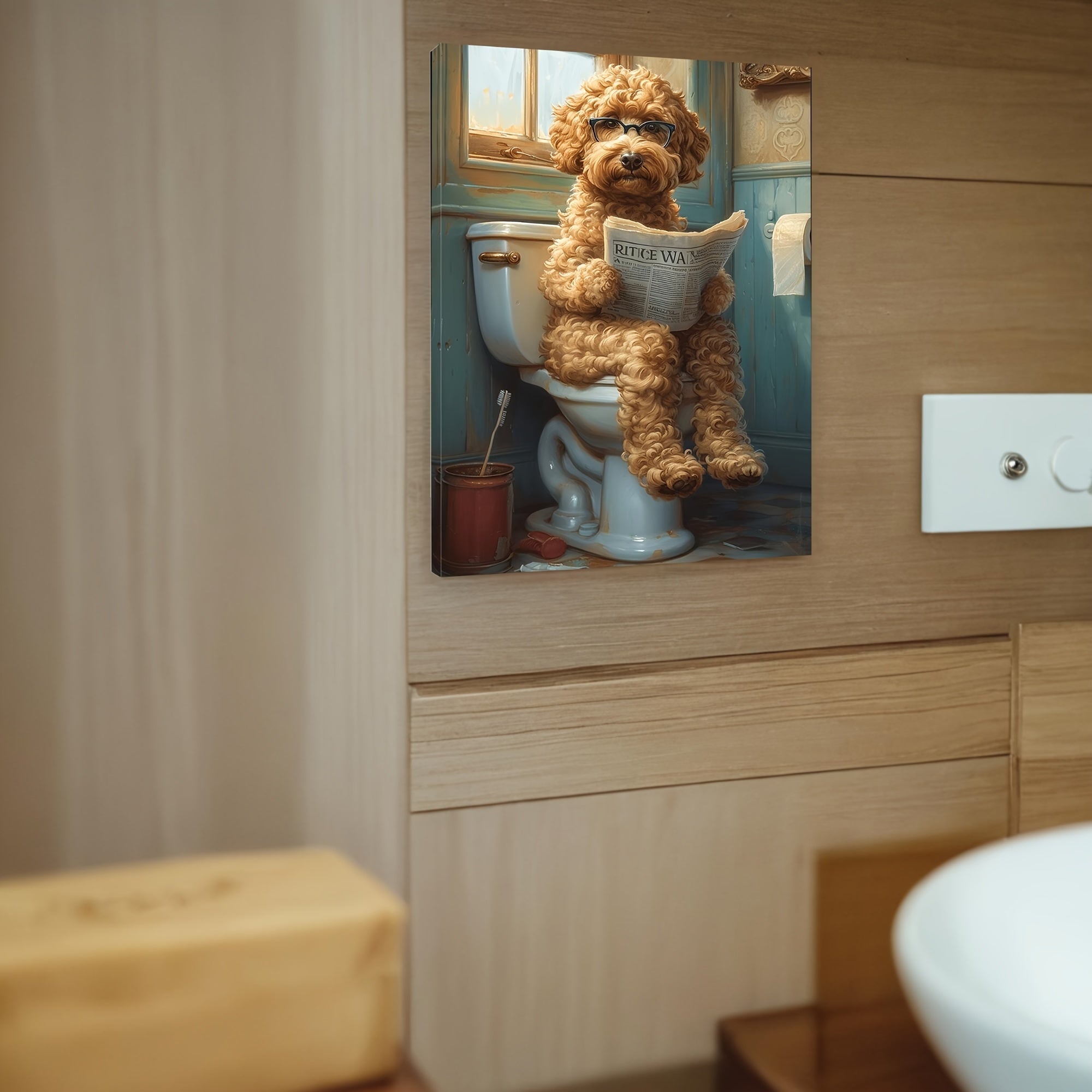 Goldendoodle Badkamer Canvas - Humoristische Wanddecoratie