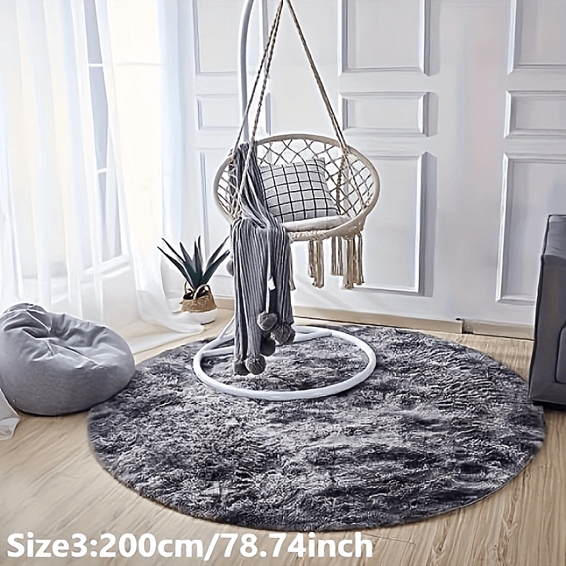 1pc Tie-dye Pluchen Ronde Vloerkleed - Zachte en Warme Decoratieve Mat voor Woonkamer, Slaapkamer en Yoga