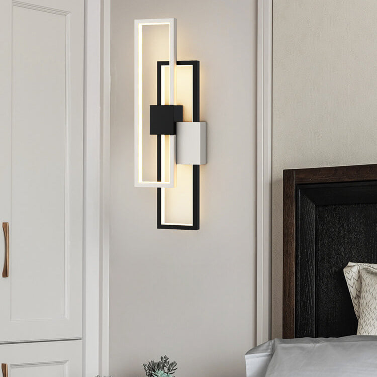 Minimalistische vierkante LED-wandlamp met ijzeren en siliconen frame