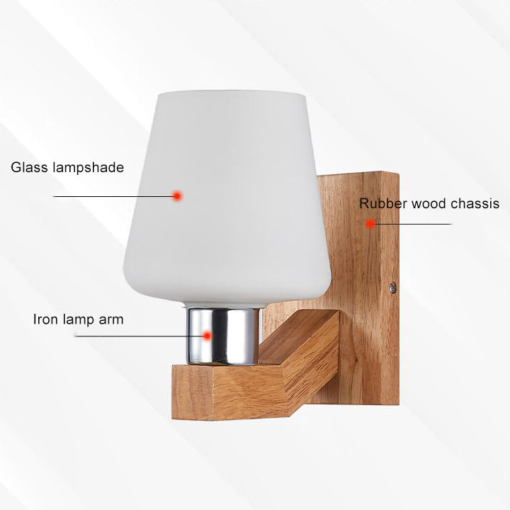 Nordic Minimalistische Wandleuchte met Glas en Hout