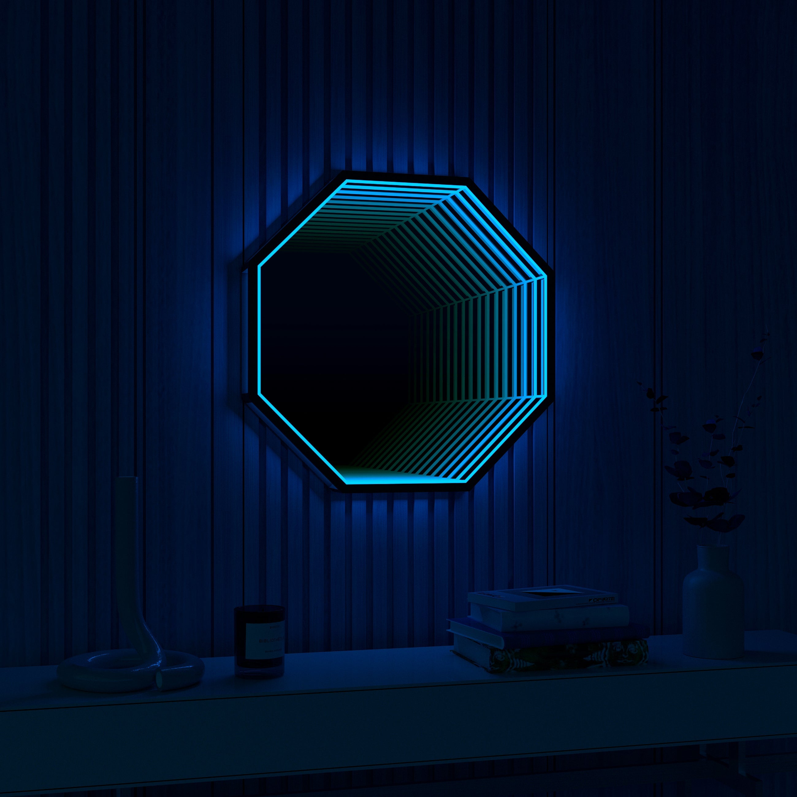 Octagon 3D Infinity Spiegel Wandlamp