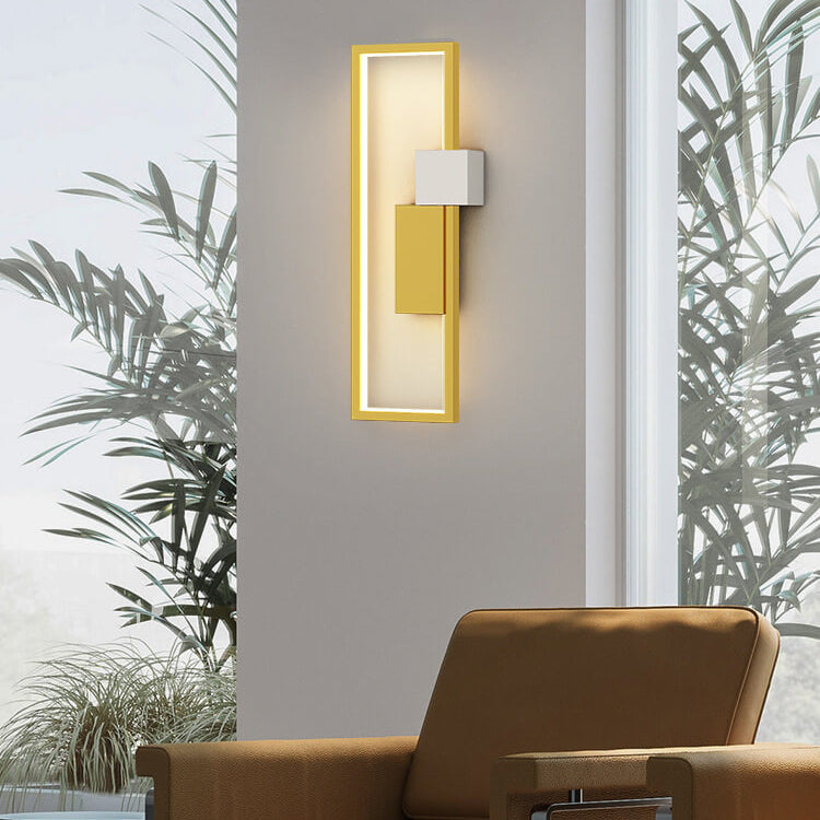 Minimalistische vierkante LED-wandlamp met ijzeren en siliconen frame