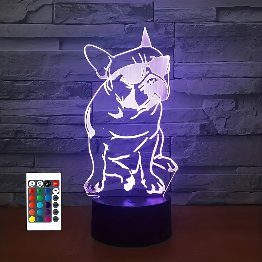 DecoBulldog - 3D Franse Bulldog Nachtlampje met 16 Kleuren