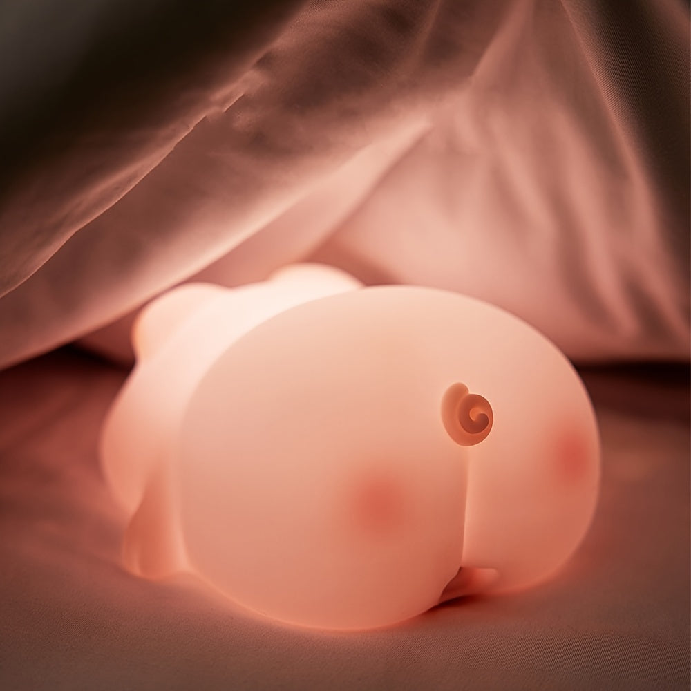 PiggyGlow - Schattig Siliconen Nachtlampje, USB Oplaadbaar, Perfect Cadeau