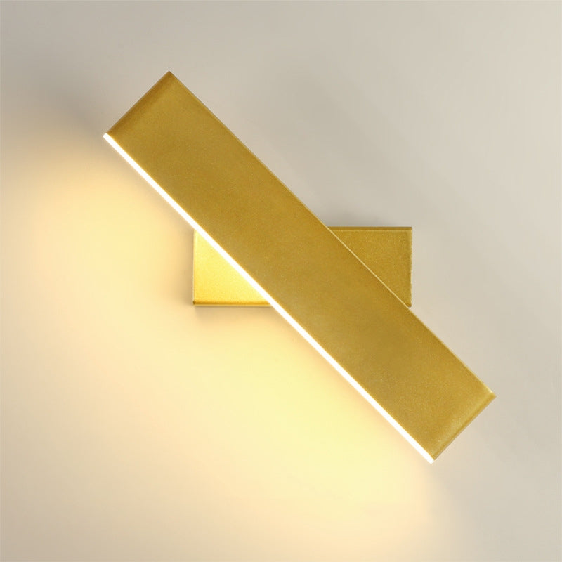 Aqsa Minimalistische LED Wandlamp - Zwart/Goud/Bruin, Slaapkamer, Metaal