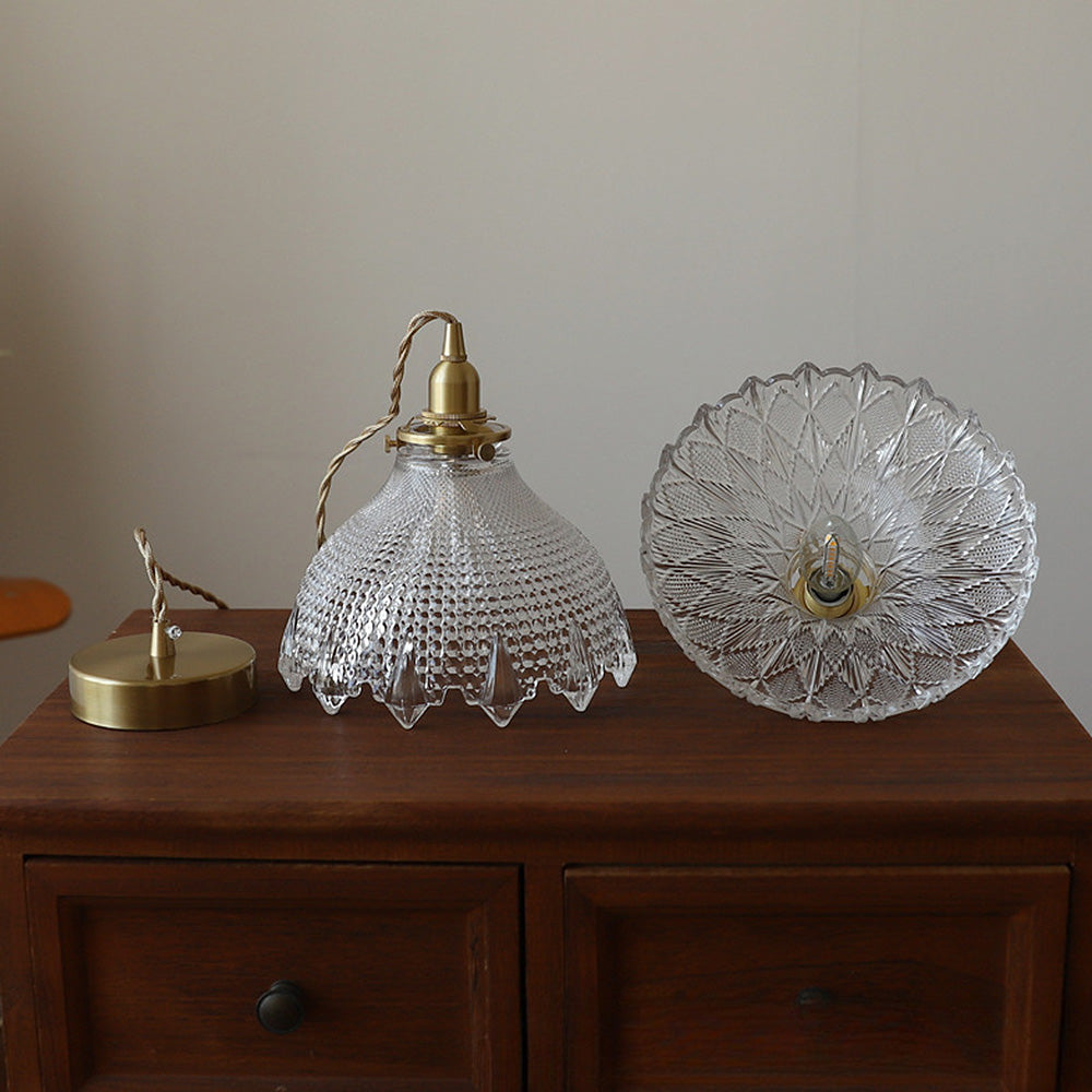 Mid-Century Vintage Glazen Schijf Hanglamp