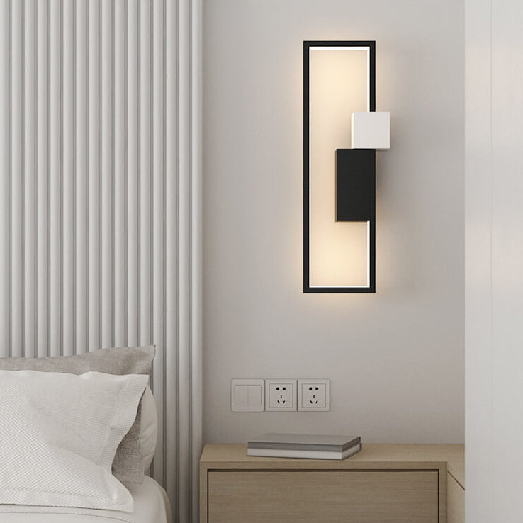 Minimalistische vierkante LED-wandlamp met ijzeren en siliconen frame