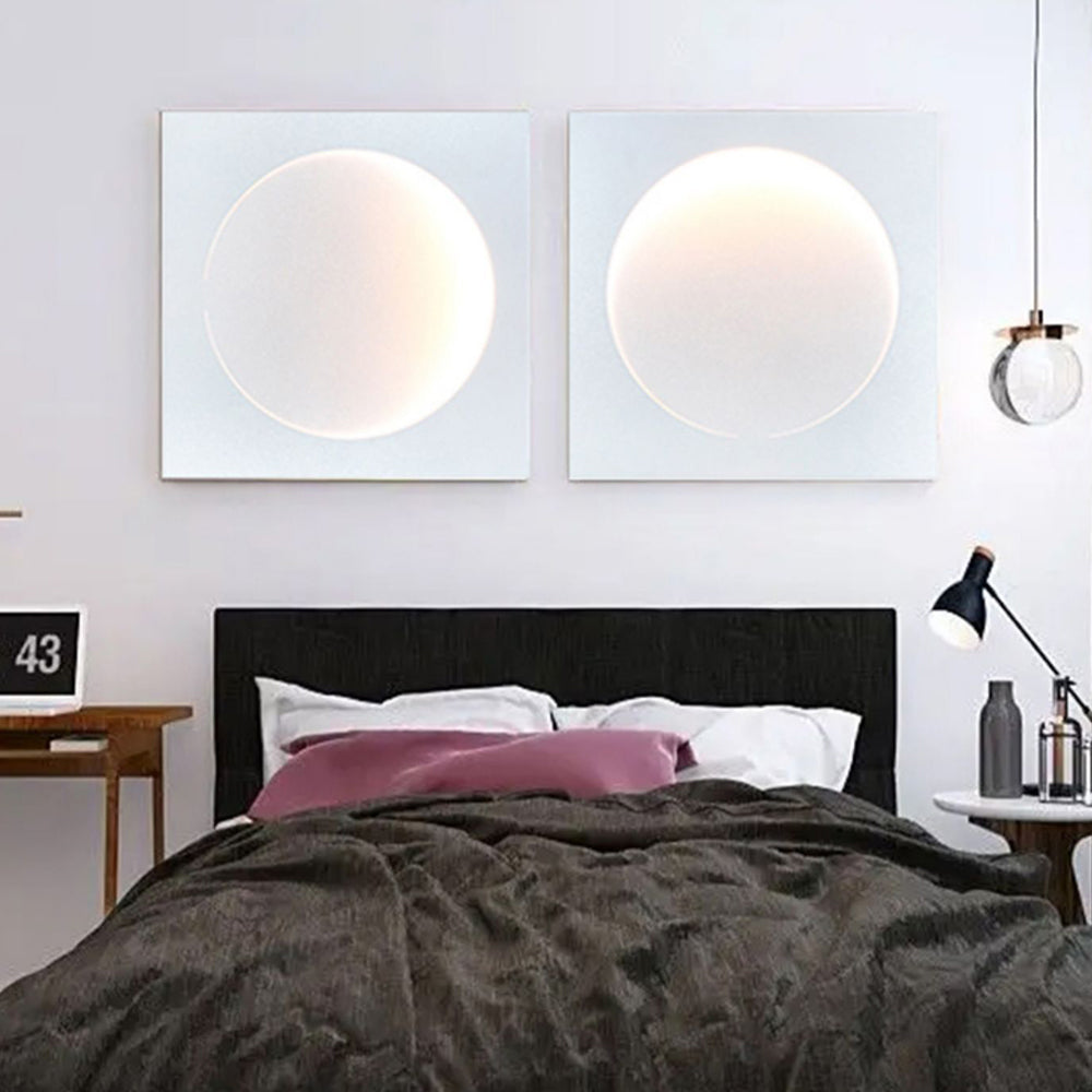 Elif - Moderne LED Wandlamp Vierkant Maan Binnen, Wit, Metaal