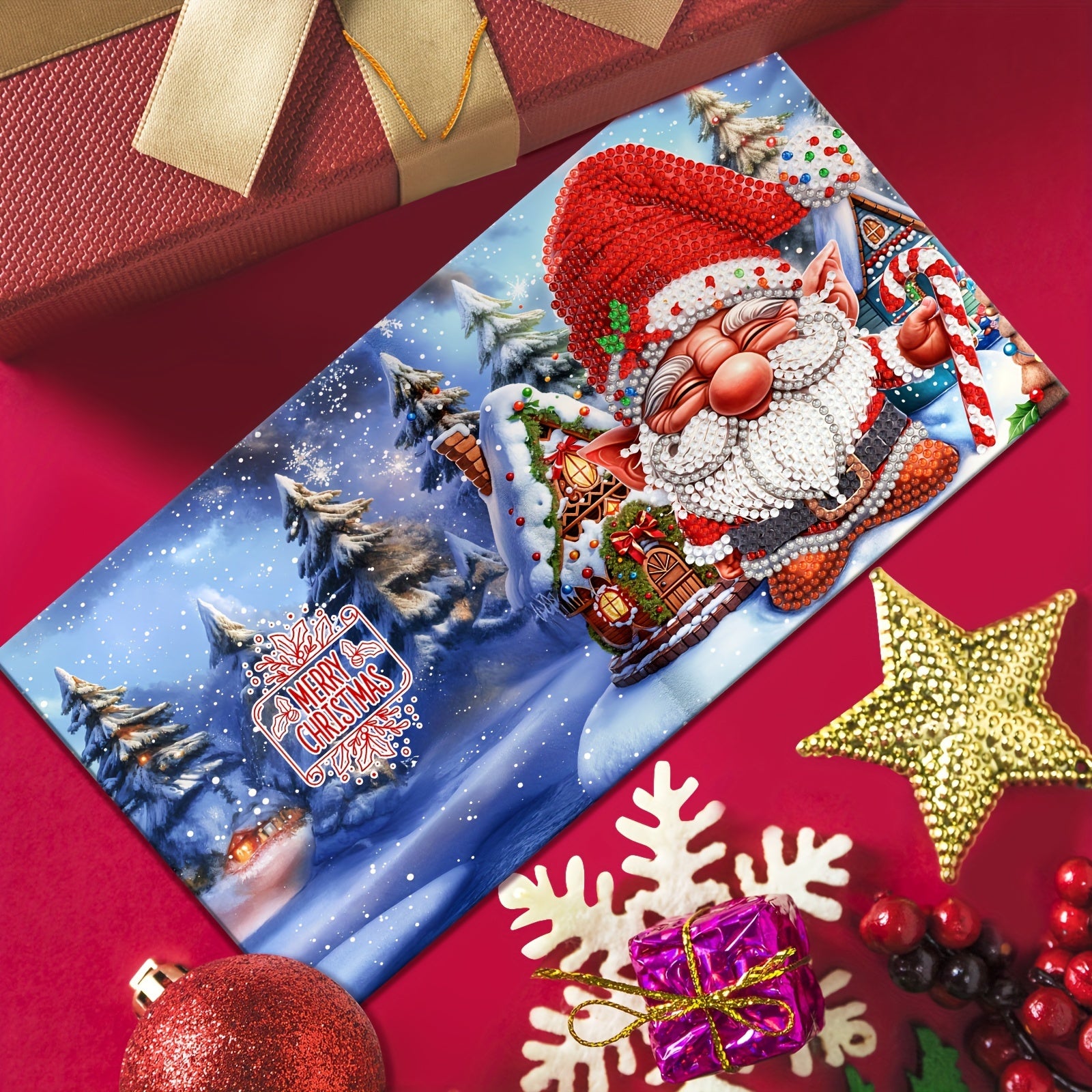 12pcs DIY 5D Diamond Painting Christmas Greeting Cards with Envelopes - Handgemaakt, Exquisite Cartoon Santa Ontwerpen voor Familie en Vrienden