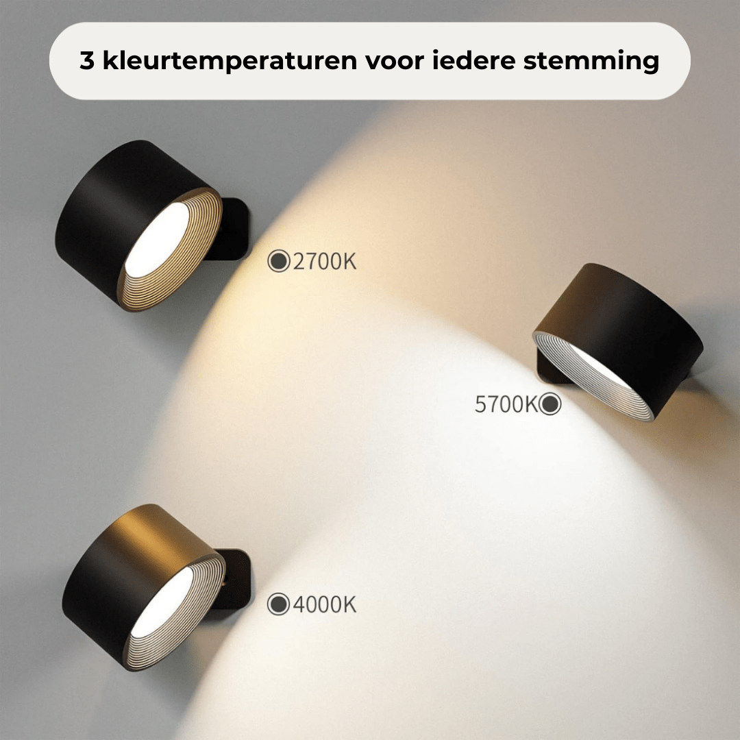 FlexiBeam - Draadloze oplaadbare 360° muurlamp