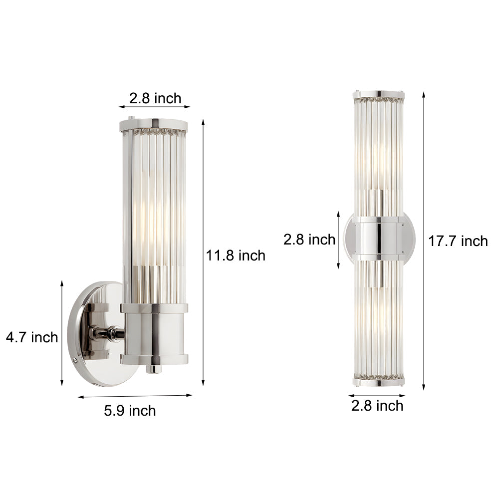 1/2-Lichts Modern Wandlamp met Cilindrische Glazen