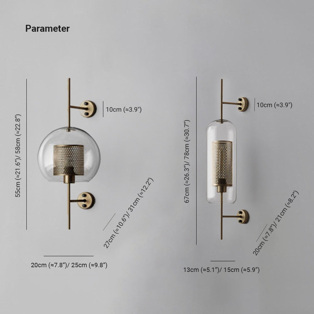 Oneal Industriële LED Wandlamp - Zilver/Goud - Binnen - Metaal/Glas