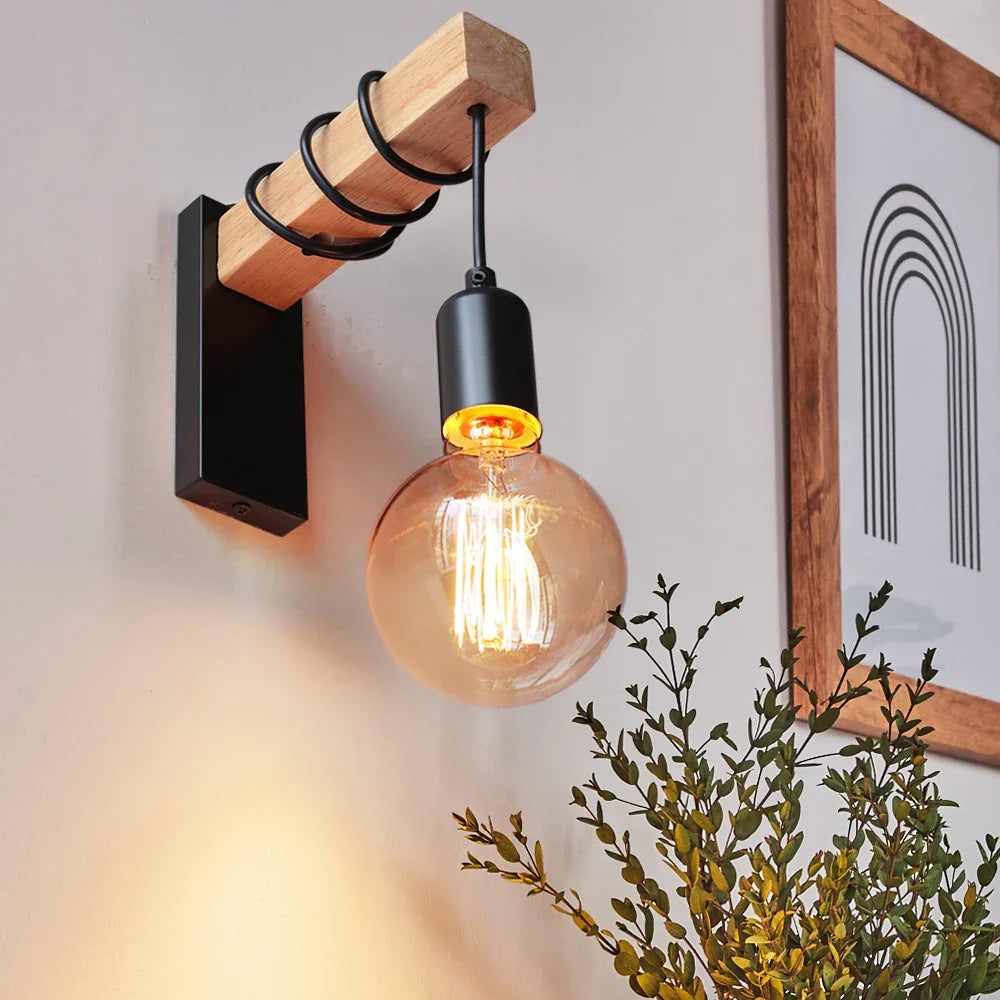 EikMetaal - Houten en Metalen Wandlamp