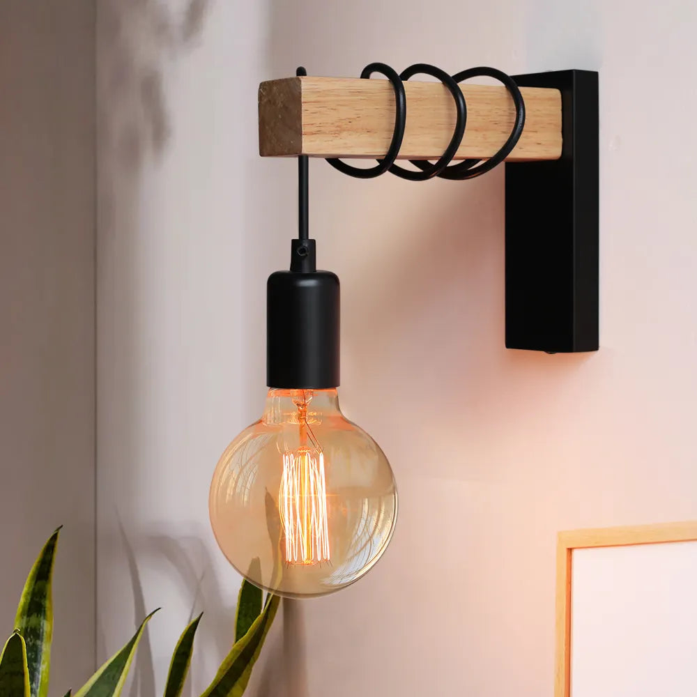 EikMetaal - Houten en Metalen Wandlamp