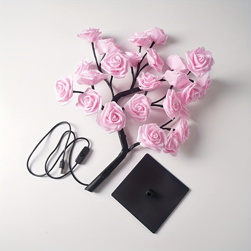 RozenLicht - LED Bloemen Tafellamp met USB, Sfeerverlichting