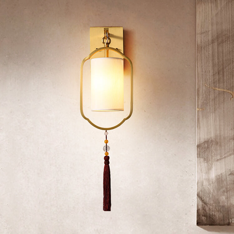 LumiGlow - Moderne 1-lichts wandlamp van stof in Chinese stijl