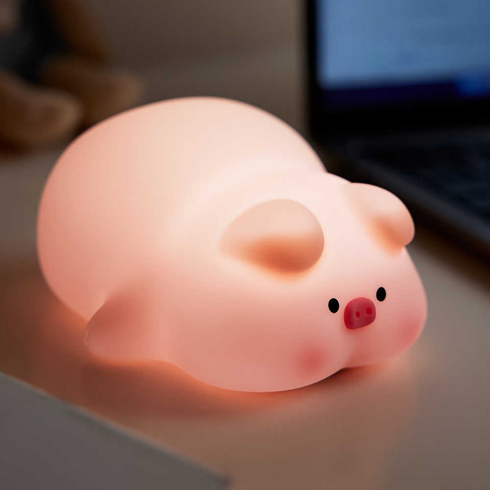 PiggyGlow - Schattig Siliconen Nachtlampje, USB Oplaadbaar, Perfect Cadeau