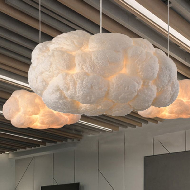 TranquilAura - Designer Wolken LED Hanglamp Wit PVC/Katoen