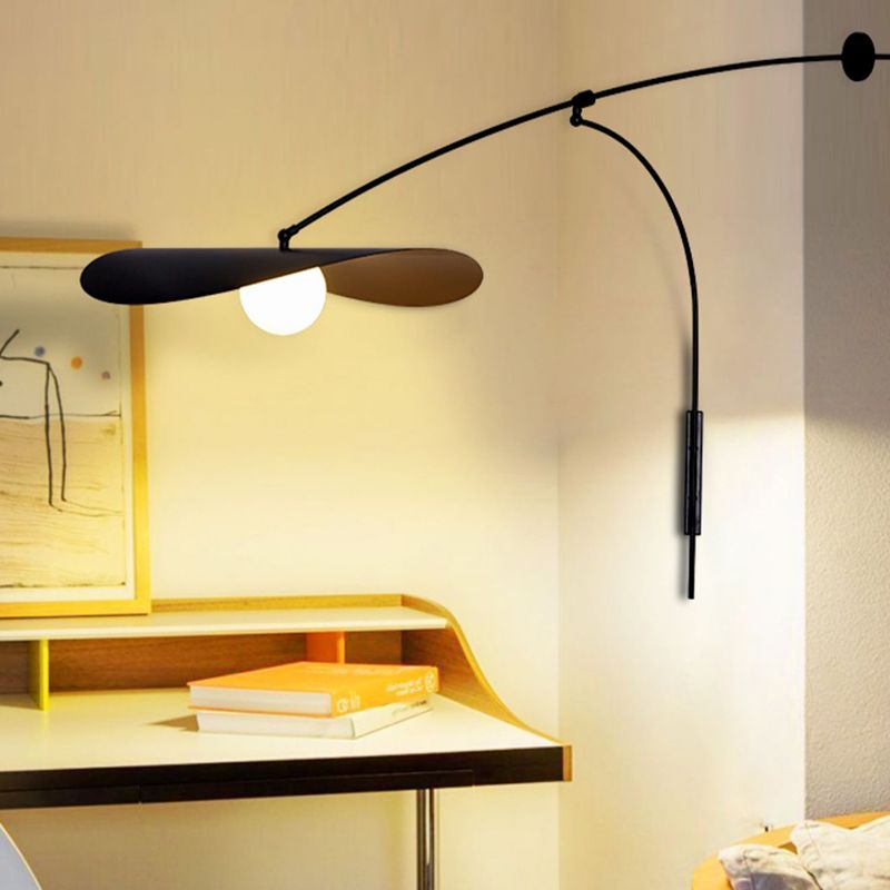 Carins Moderne Wandlamp, Boog, Metaal/Glas, Zwart/Goud, Slaapkamer