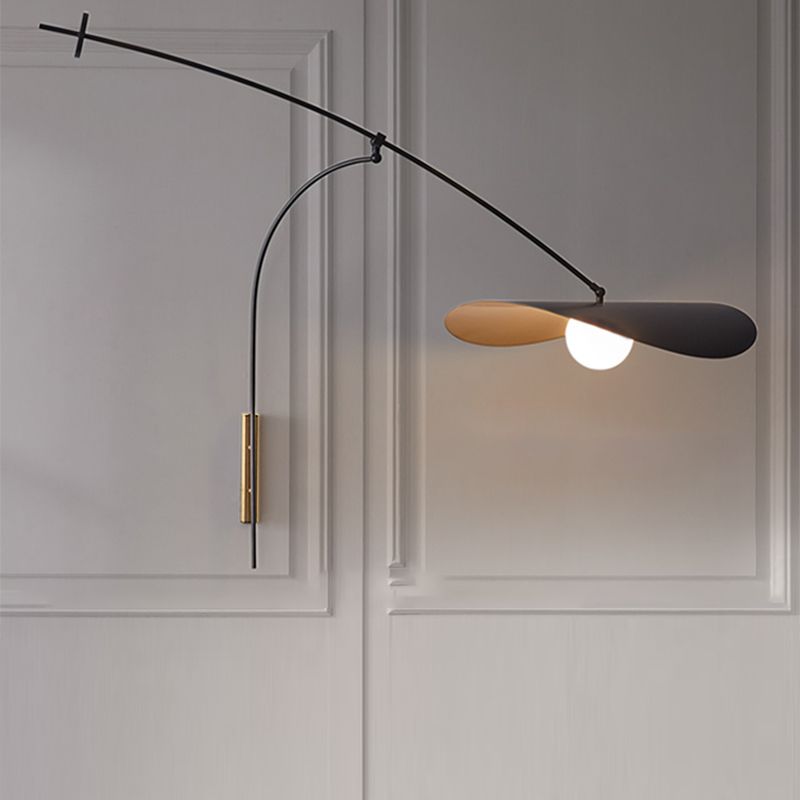 Carins Moderne Wandlamp, Boog, Metaal/Glas, Zwart/Goud, Slaapkamer