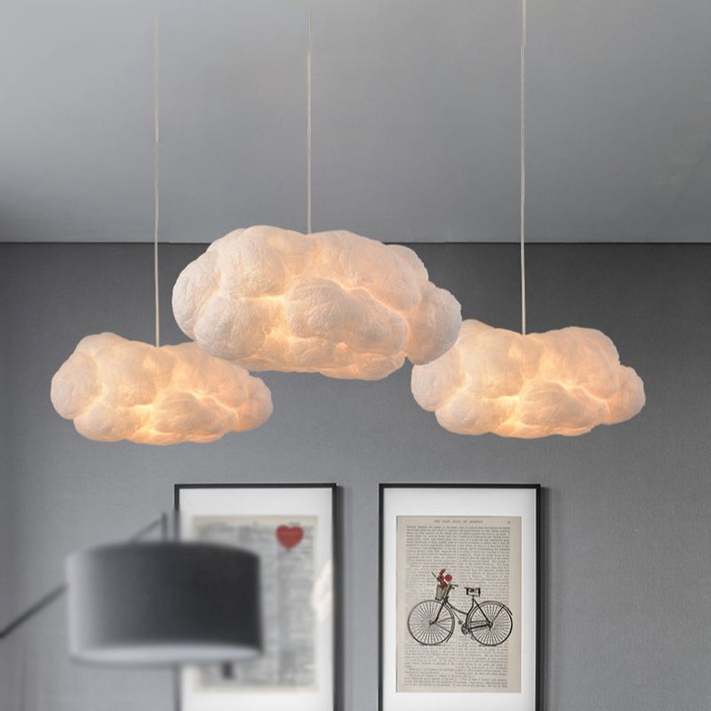 TranquilAura - Designer Wolken LED Hanglamp Wit PVC/Katoen