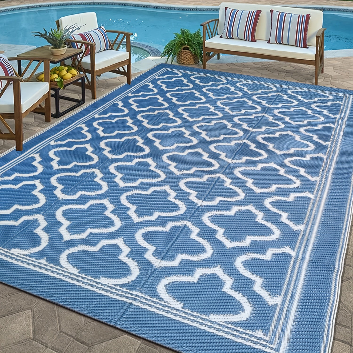 Buiten Tapijt - Antislip Waterdicht Polypropyleen Mat, 6'X9', Machine Wasbaar, Geschikt voor Patio, RV, Camping, Boho Balkon en Picknick