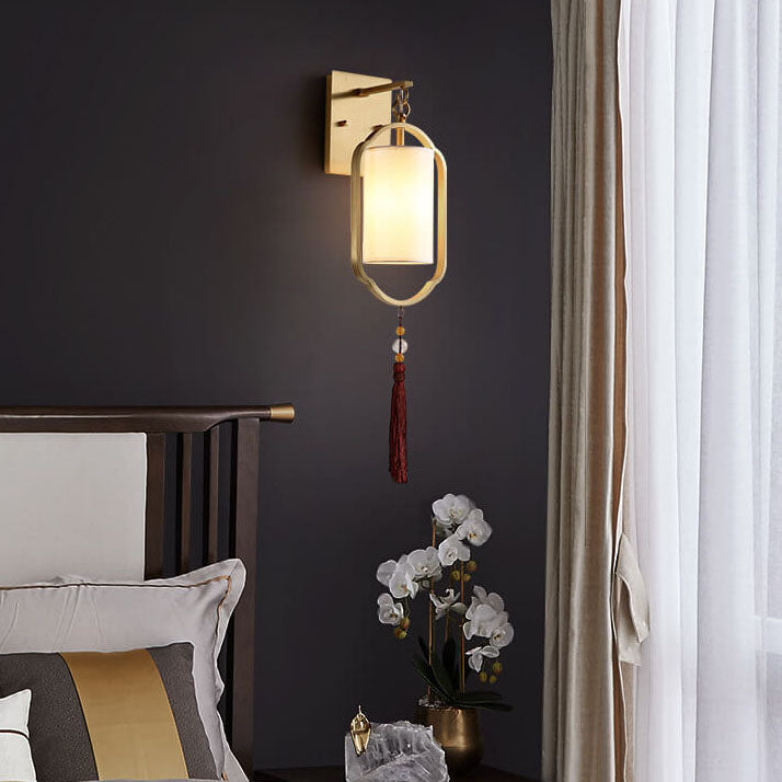 LumiGlow - Moderne 1-lichts wandlamp van stof in Chinese stijl