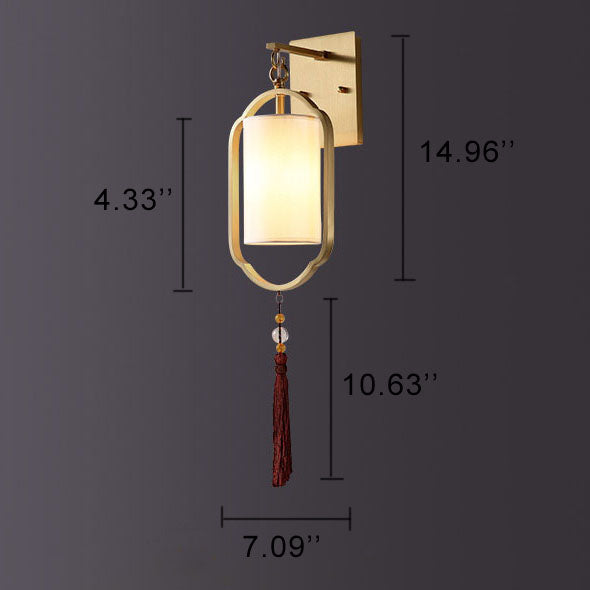 LumiGlow - Moderne 1-lichts wandlamp van stof in Chinese stijl