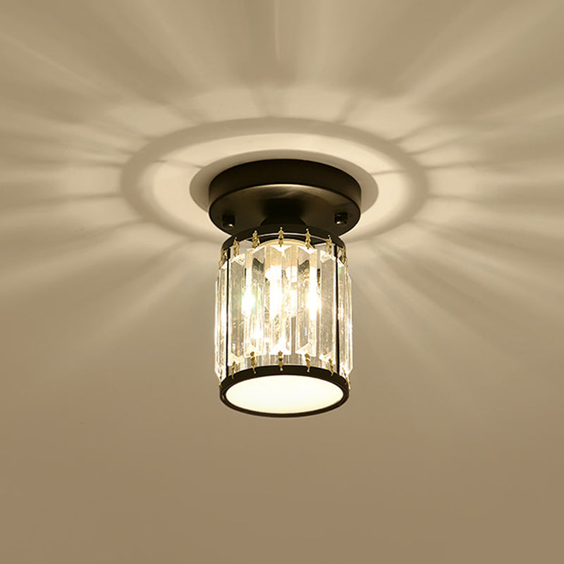 Kristal Foyer Plafondlamp - Modern Zwart/Goud Semi-Flush Design