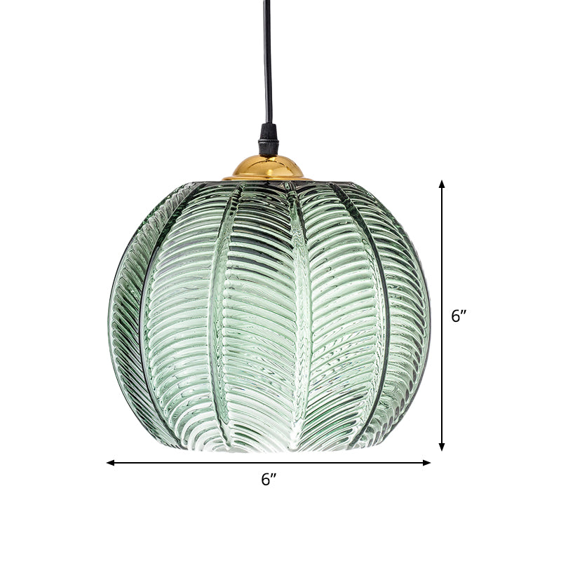 Retro Groene Ribbel Glas Hanglamp