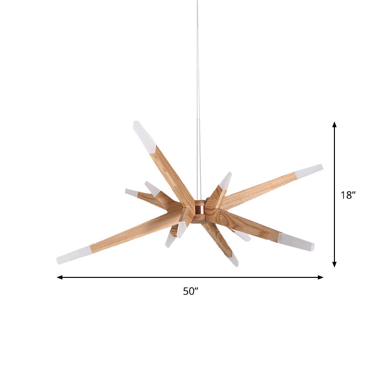 Starlite – Eigentijdse Sputnik Houten Kroonluchter met LED Verlichting