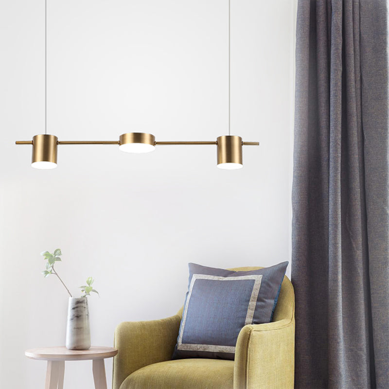 Drum Aluminium Hanglamp Eiland Modern Eenvoudig 3/5-lichts Zwart/Goud Plafondlamp in Warm/Wit Licht