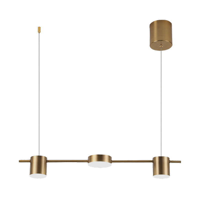 Drum Aluminium Hanglamp Eiland Modern Eenvoudig 3/5-lichts Zwart/Goud Plafondlamp in Warm/Wit Licht